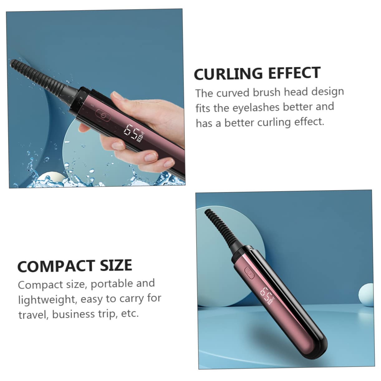 DOITOOL Rizador de Pestañas Eléctrico Calor, Recargable 360mah, Abs Negro, Ligero y Portátil para Viaje y Maquillaje