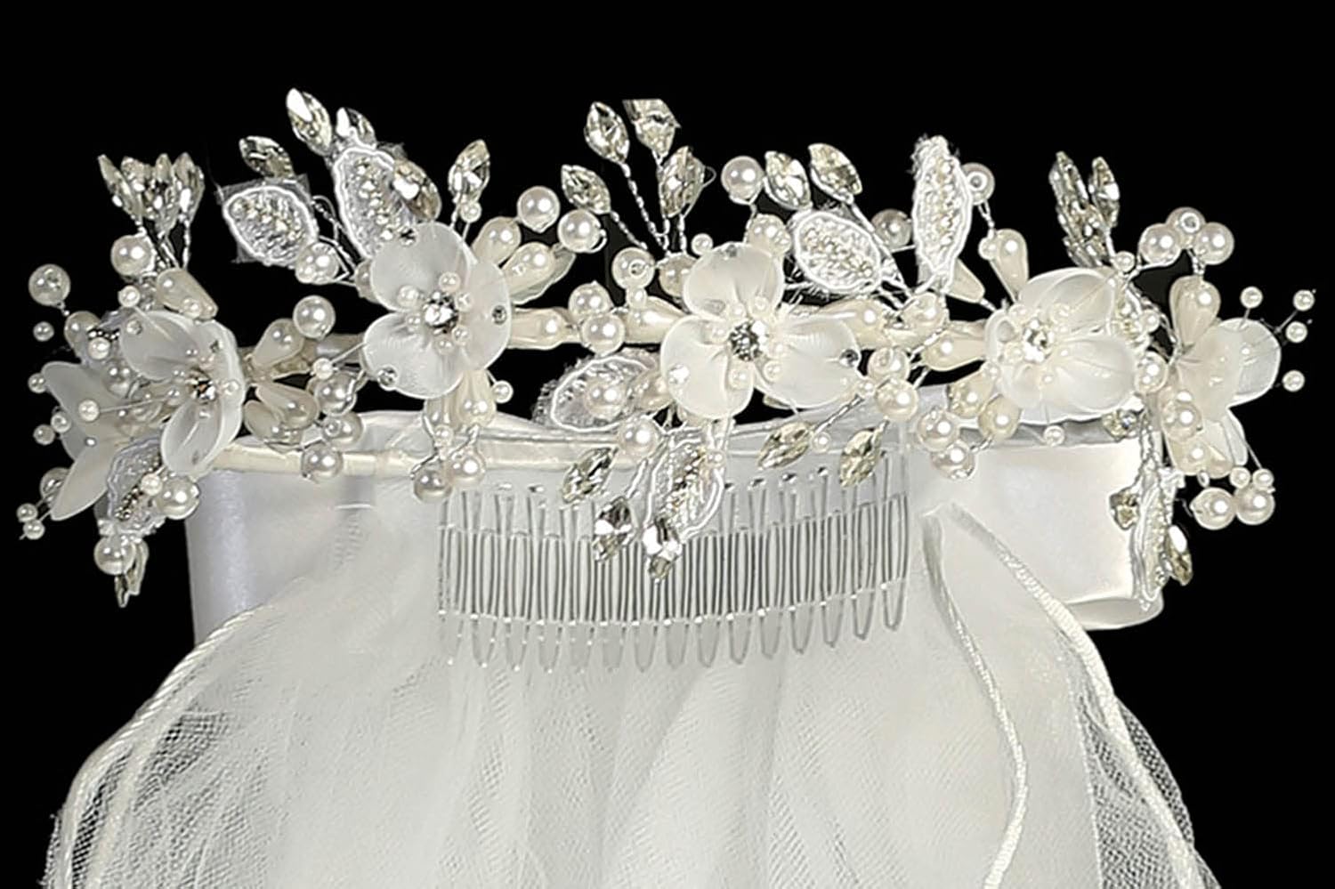 Pink Princess White Veil for Kids - 1st Communion Veils for Girls - Holy First Communion Veil for Girls 7-16 - Velos para Primera Comunion