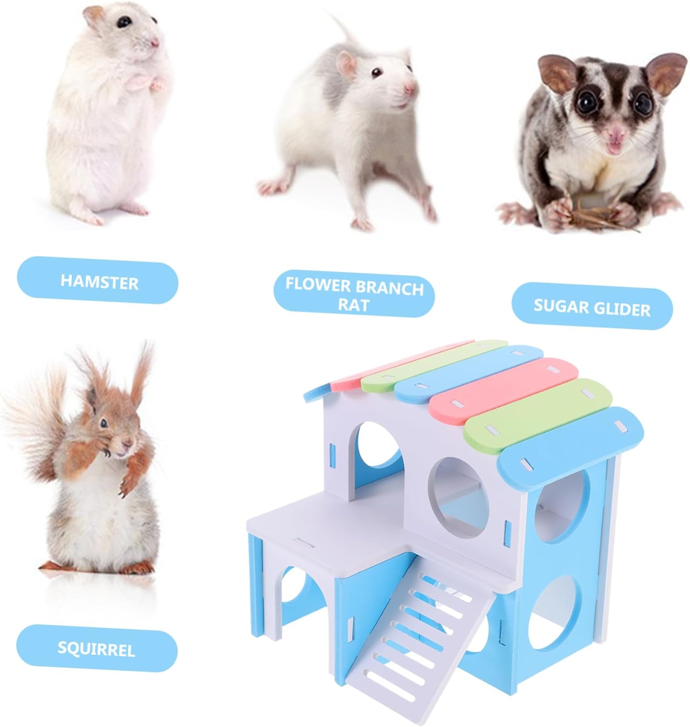 Guinea Pig House Double Villa Hideout for Small Animals Hamster Habitat Comfortable Design for Hamsters Chinchillas and More