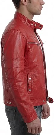 Leather Jacket Men Cafe Racer Real Lambskin Moto Riding Chaqueta de Cuero