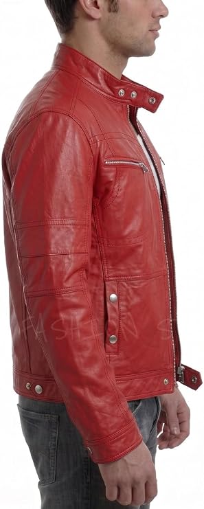 Leather Jacket Men Cafe Racer Real Lambskin Moto Riding Chaqueta de Cuero
