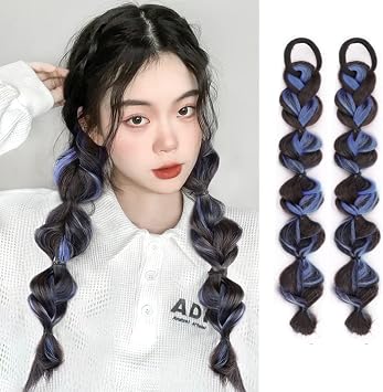 Hair Extensions Braid Wig Color Extensions Braid Dance Extensions Ponytail Wig Twin Tail Braided Extensions Hair Extensions Costume Kids Events Blue