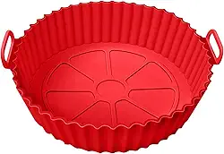 Forma de Silicone Redonda para Air Fryer 19cm x 6,5cm – Antaderente, Reutilizável, Resistente ao Calor – Cor Vermelha 1pcs