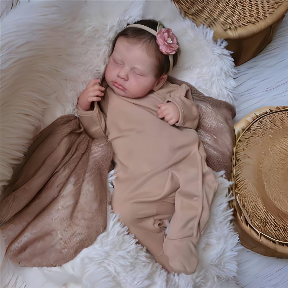 Bambole reborn Femmina 20 pollici con dettagli realistici del viso e sembra un vero bambino Fatto A Mano Lavabile Corpo in vinile morbido Bambola Originali Reborn Con una tuta rosa