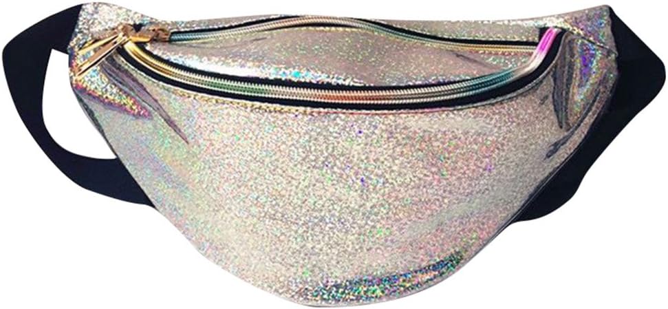 Haotfire Women's Waist Bag Shiny Fanny Pack Bumbag Hiking Travel Waist Packs
