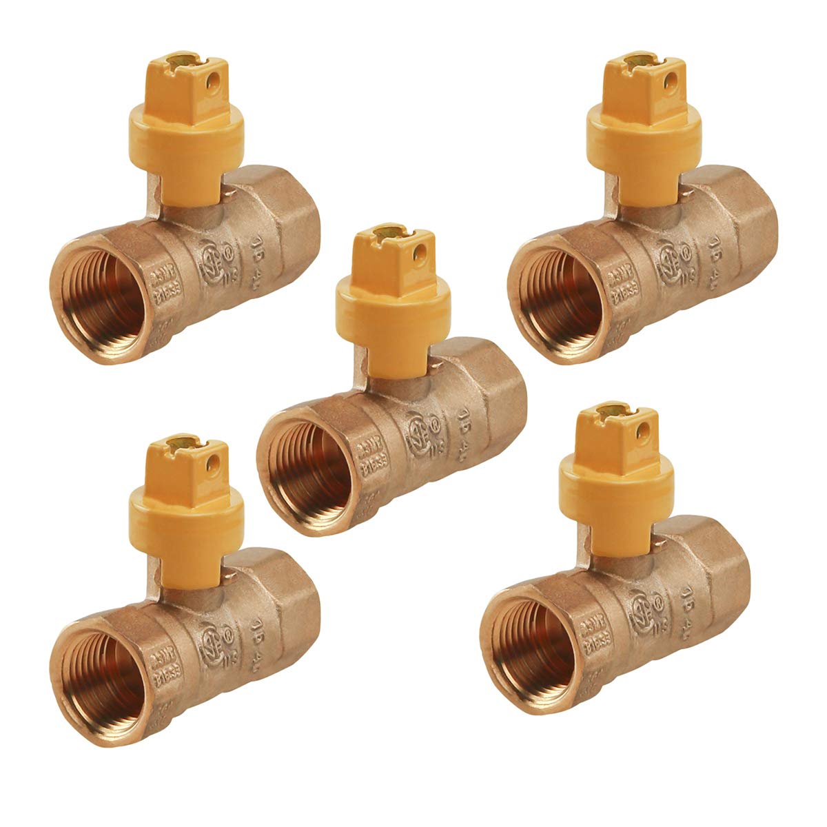 Midline Valve GAS1SCRW-5 Lot de 5 robinets à boisseau sphérique en laiton de qualité supérieure avec tournevis à poignée fendue 2,5 cm