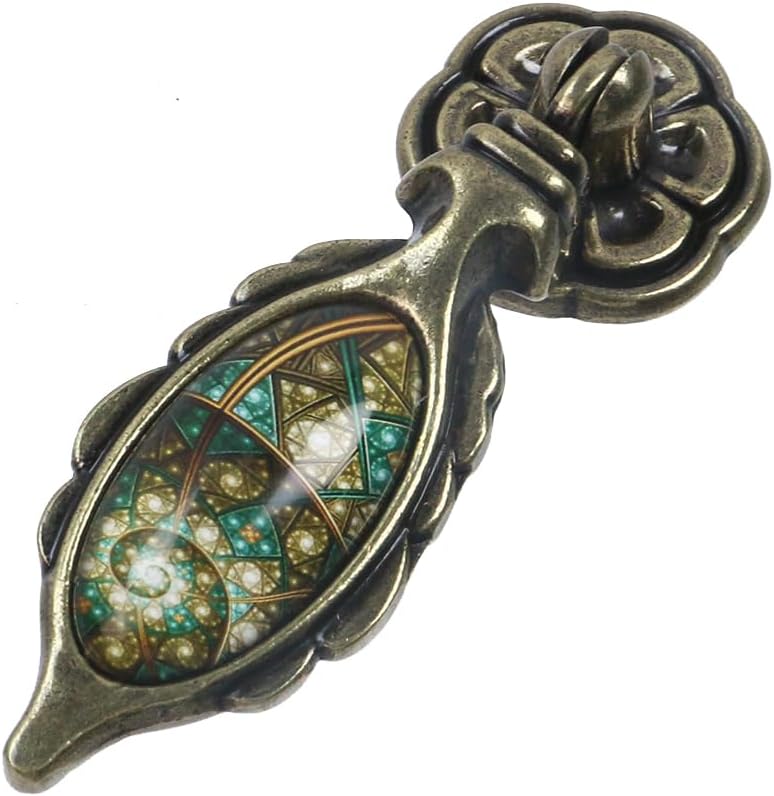 MY MIRONEY Antique Drawer Pulls - Bronze Metal Cabinet Knobs with Gothic Stained Glass Design, Smooth Tear Drop Pulls for Dressers & Cabinets (4 Pack)