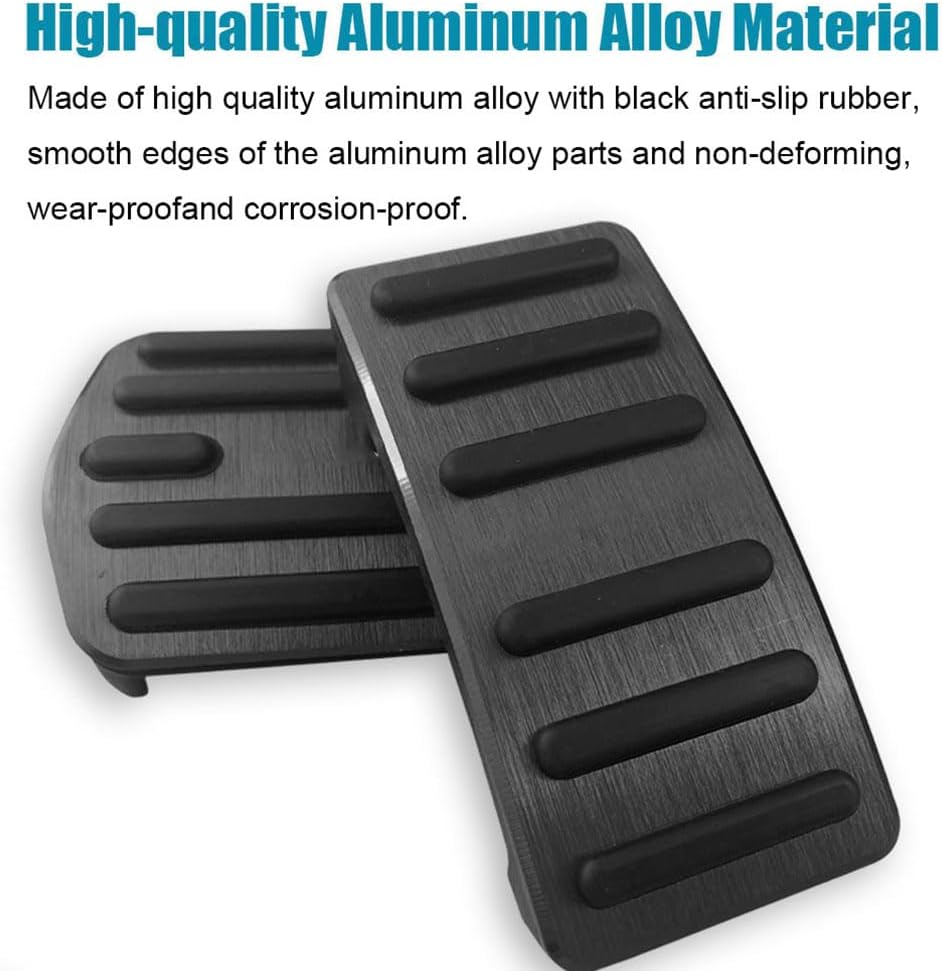LEXLEY 2PCS Anti-Slip Aluminum Brake Gas Pedal Pads,Auto No Drilling Accelerator Pedal Covers Only for Ford 2022 2023 2024 2025 2026 Maverick-Black
