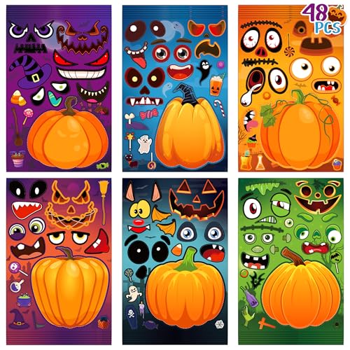 LINAYE 48 Sheets Halloween Crafts Stickers for Kids & Toddlers -...