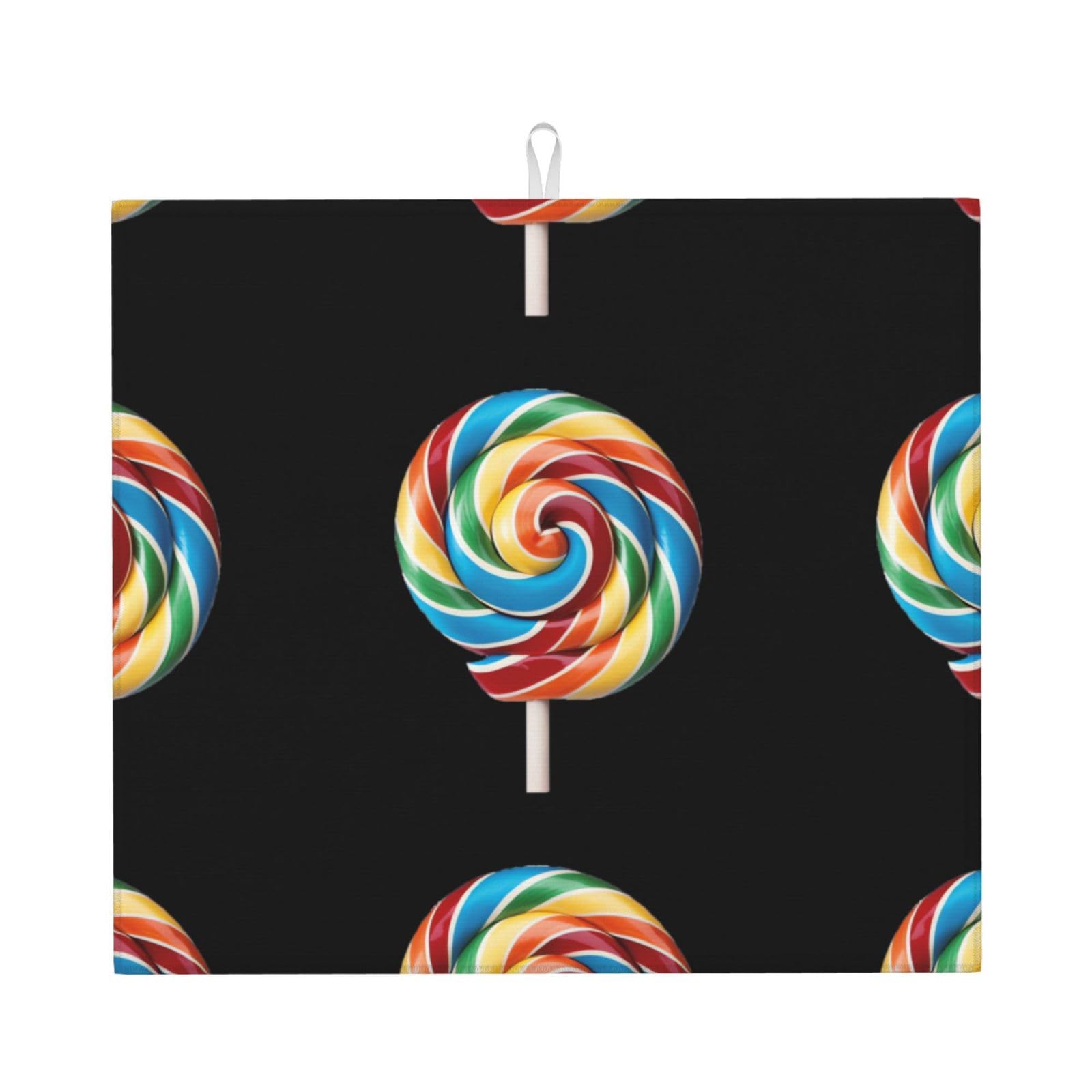 HJFCZH lollipop Prints Kitchen Drying Mat - Absorbent Dish Drying Throw with Vibrant Prints, Quick-Dry Countertop Layer for Dishes & Appliances - Non-Slip & Foldable