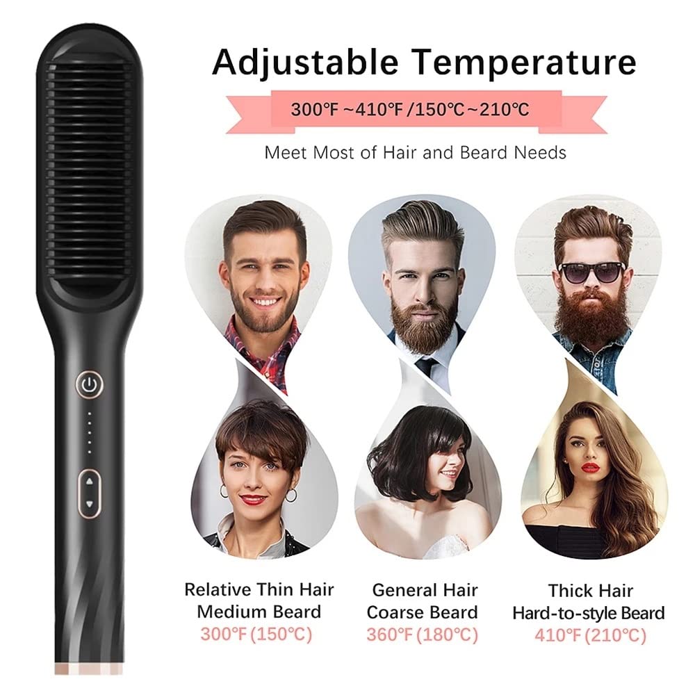 Spazzola per capelli multifunzione 2 in 1, per riscaldare i capelli caldi, spazzola anti-scottatura, ferro lisciante, strumenti styler