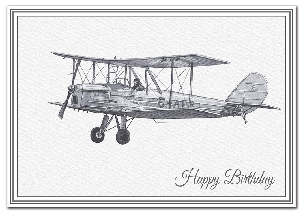 Unusual Birthday Cards - Unique Airplane Handmade Drawings Special WW2 Military (Blackburn B-2 Biplane Aircraft Card)
