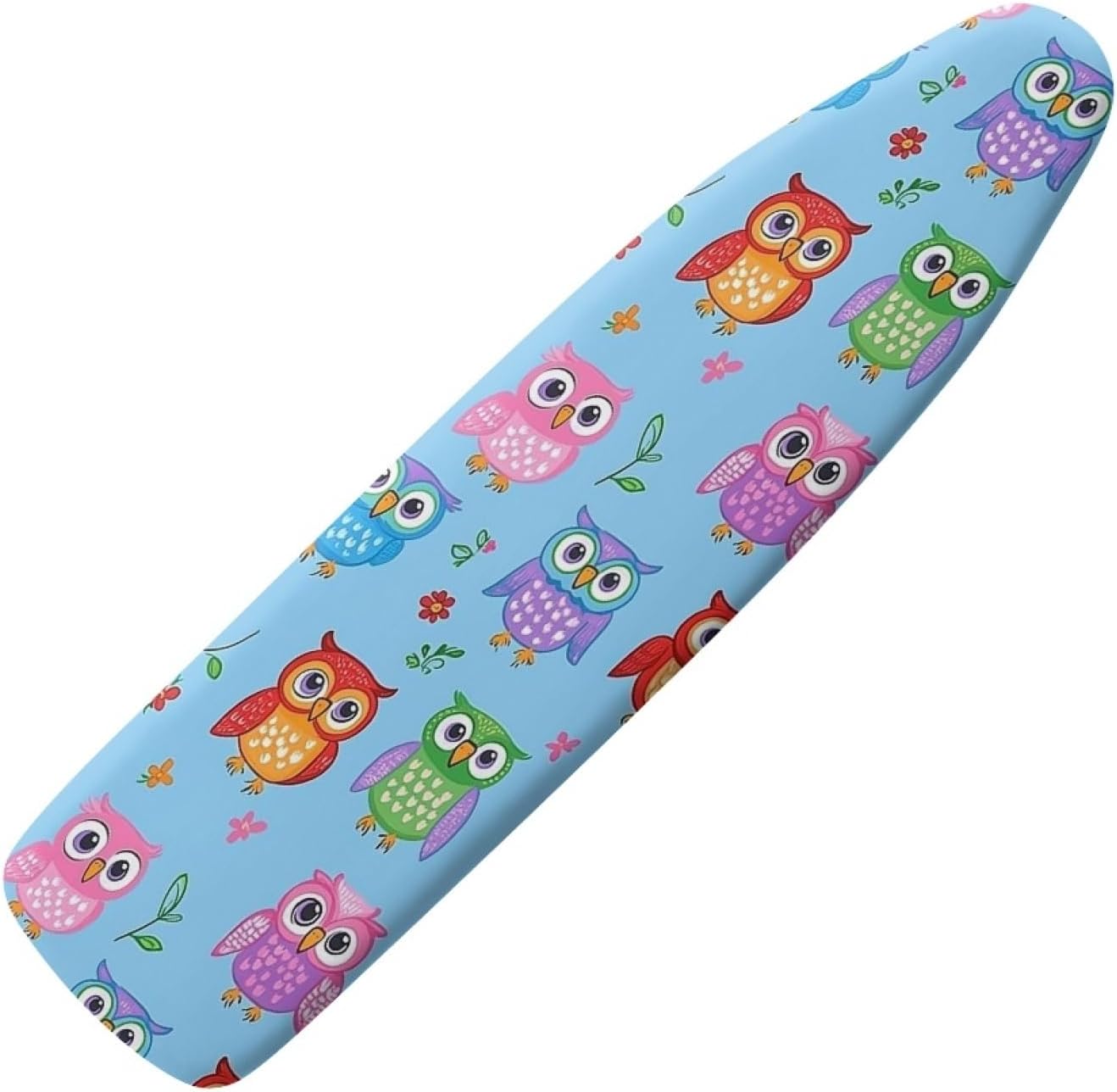 Ironing Board Cover 14x48 Owl Pink Blue Iron Board Cover with Padding Heat Reflective,Scorch Resistant Thick Padding,Snug Fit Non-Slip Nose Pocket Fastener Straps Elastic Edges