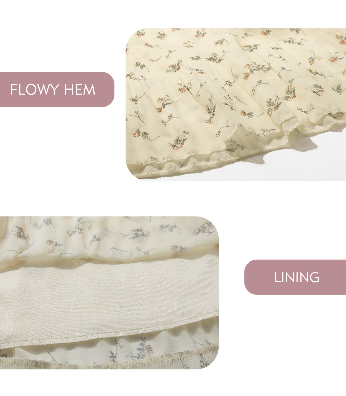 Genfien Damskie eleganckie spódnice z wysokim stanem z wysokim stanem szyfonowa spódnica z letnią podszewką boho