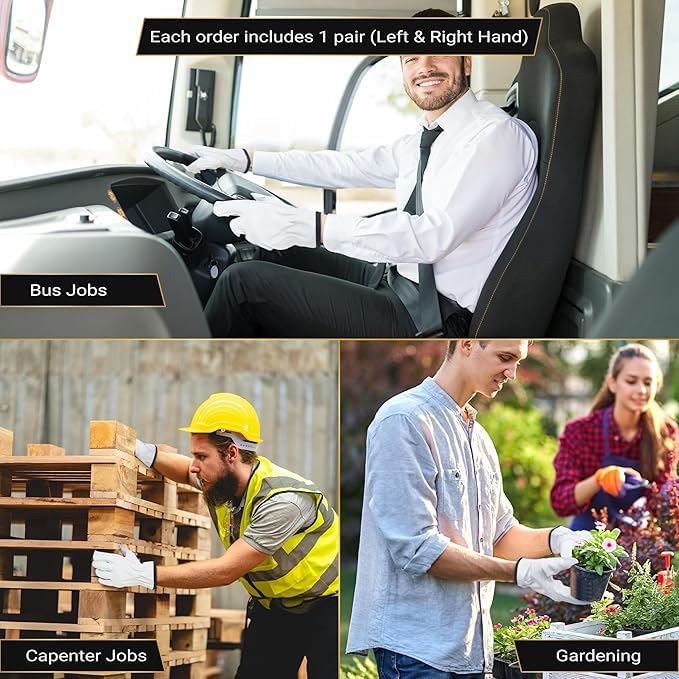 12 Pairs Heavy Duty Durable Leather Work Gloves for Truck Driving, Warehouse, Gardening, Construction, Hand Protection - Image 7