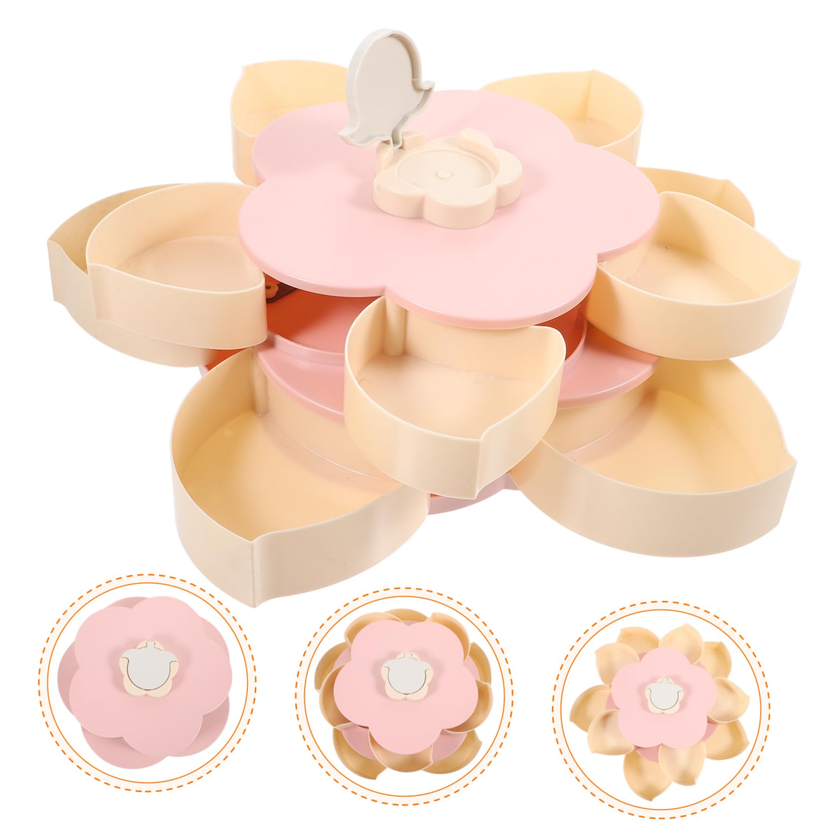 COLLBATH Blumenform-aufbewahrungsbox Für Süßigkeiten Zweischichtig Snackbehälter Mit Handyhalter Drehdesign Lebensmittelbox Mit Fächern