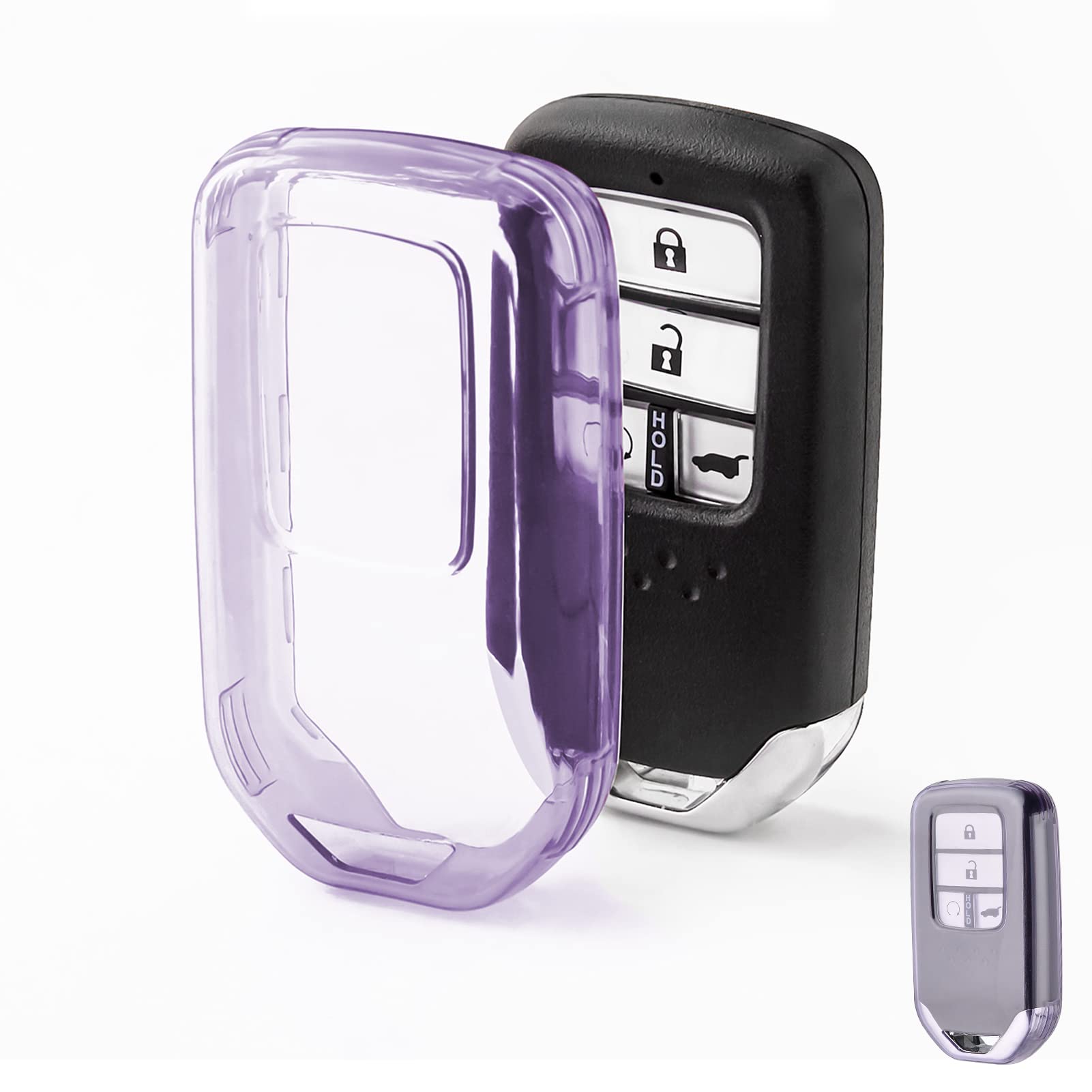 OFFWEGO Key Fob Cover for Honda Accord Civic CRV Pilot Ridgeline Odyssey Soft TPU Key Case Protection for Honda Smart Protector Remote Start Key,