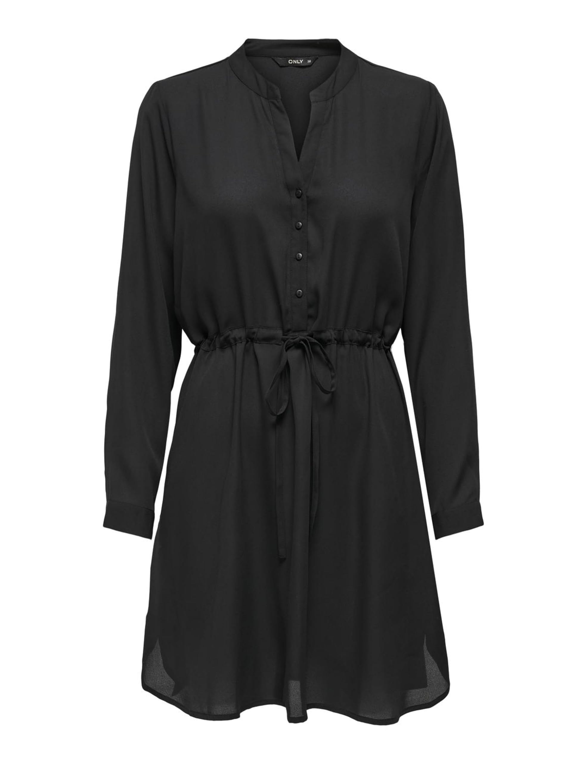 ONLY ONLCORY Women's Mini Blouse Dress, Long Sleeve Tunic Dress, Thigh Length, Patterned Print with Buttons, Black, XS