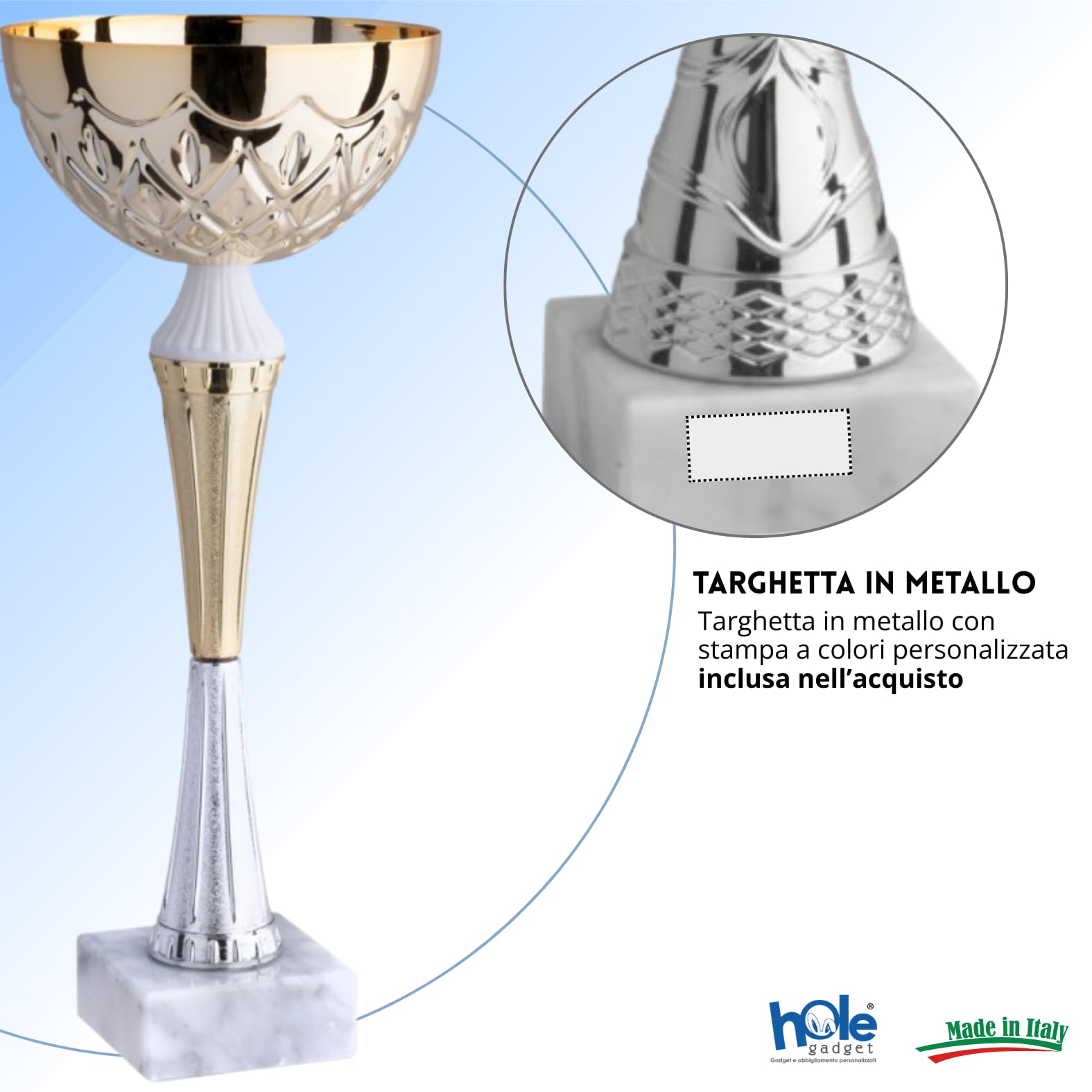 Coppa Trofeo Personalizzabile 35, 33, 30, 27 cm Singolo o Set Tutti Gli Sport, Calcio, Calcettto, Tennis, Basket, Padel, Fantacalcio, Premiazioni cod 13.041