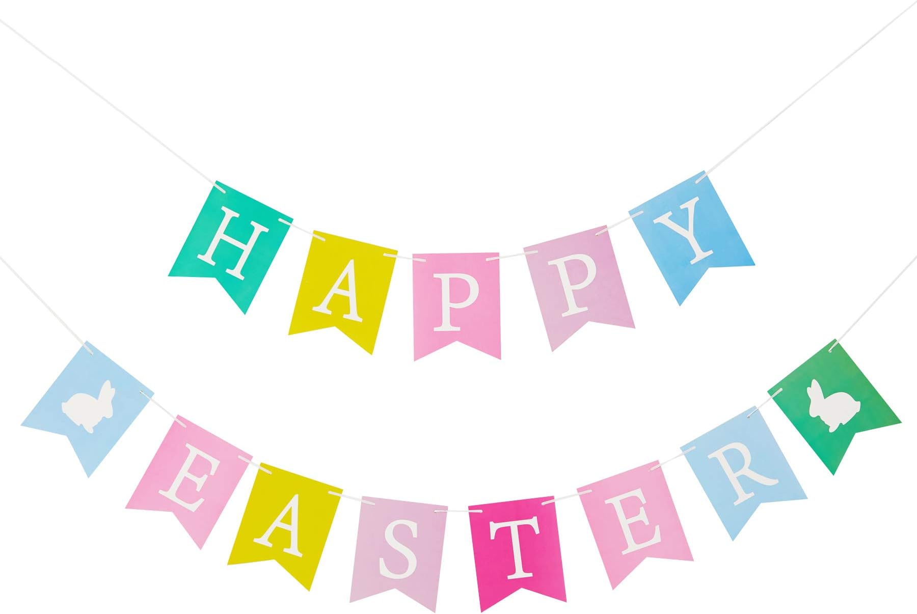 Happy Easter Card Banner Easter Bunny Bunting Garland Traditions Decorations for Home Banner Party Supplies