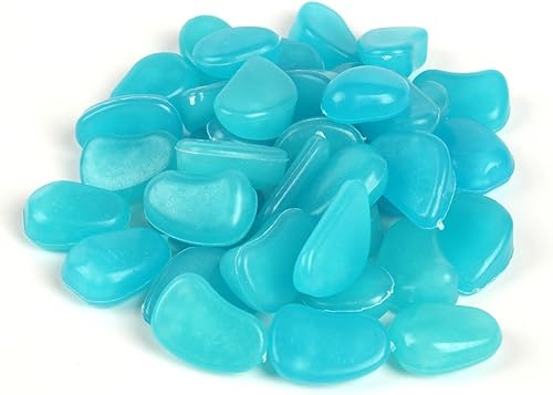 Miniatura 4 de 120 piezas que brillan en la oscuridad, piedras luminosas de grava brillante para acuario, suculentas, jardín, decoración de regalo (azul)