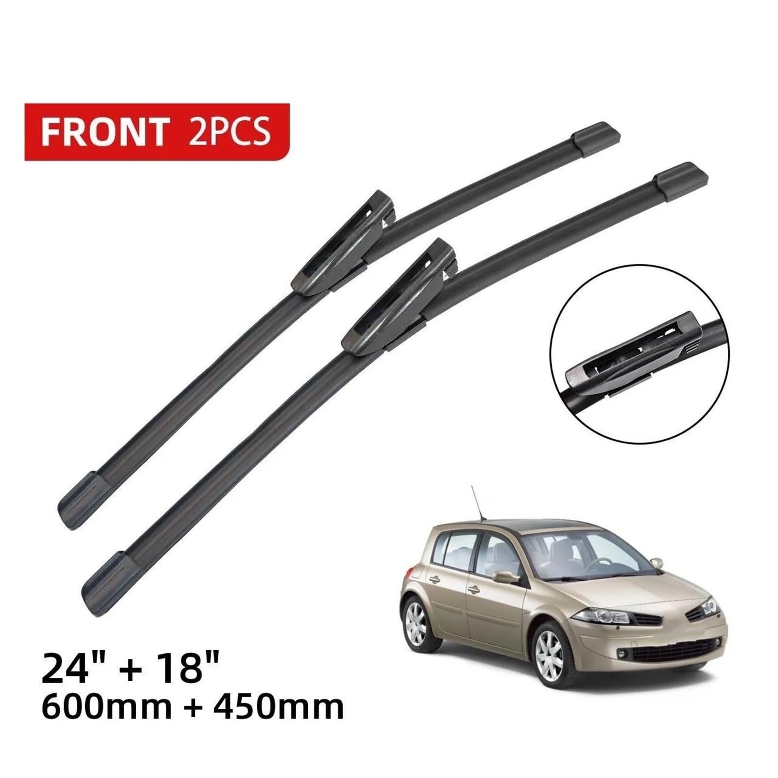 Wycieraczka szyby przedniej, do Megane 2 MK2 2006-2008 Przednia wycieraczka Szyba przednia Szyba przednia 24"+18" Wycieraczka szyby przedniej samochodu