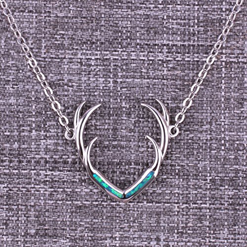 Kelitch Antlers Opal Pendant Necklace For Women 925 Sterling Silver Chain Necklace Fashion Jewelry #TOP1