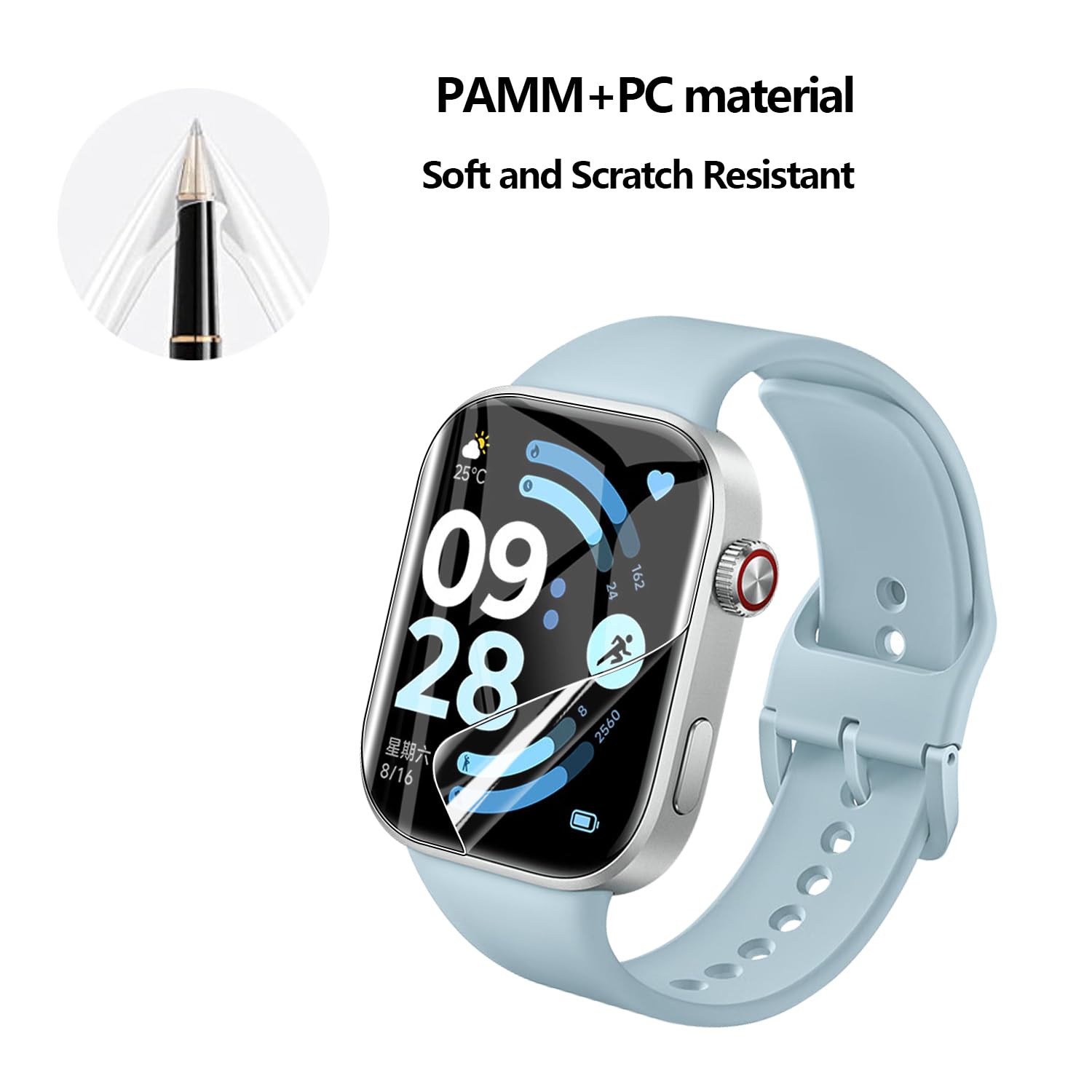 5-pak ochraniaczy ekranu do Redmi Watch 6, miękka, elastyczna folia ochronna z TPU do Redmi Watch 6, pełne pokrycie, HD Clear, obsługa odblokowywania odcisków palców