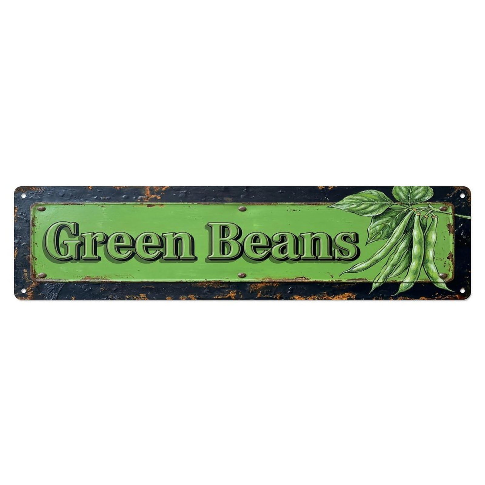 Vintage Green Beans Tender Farmhouse Metal Tin Sign