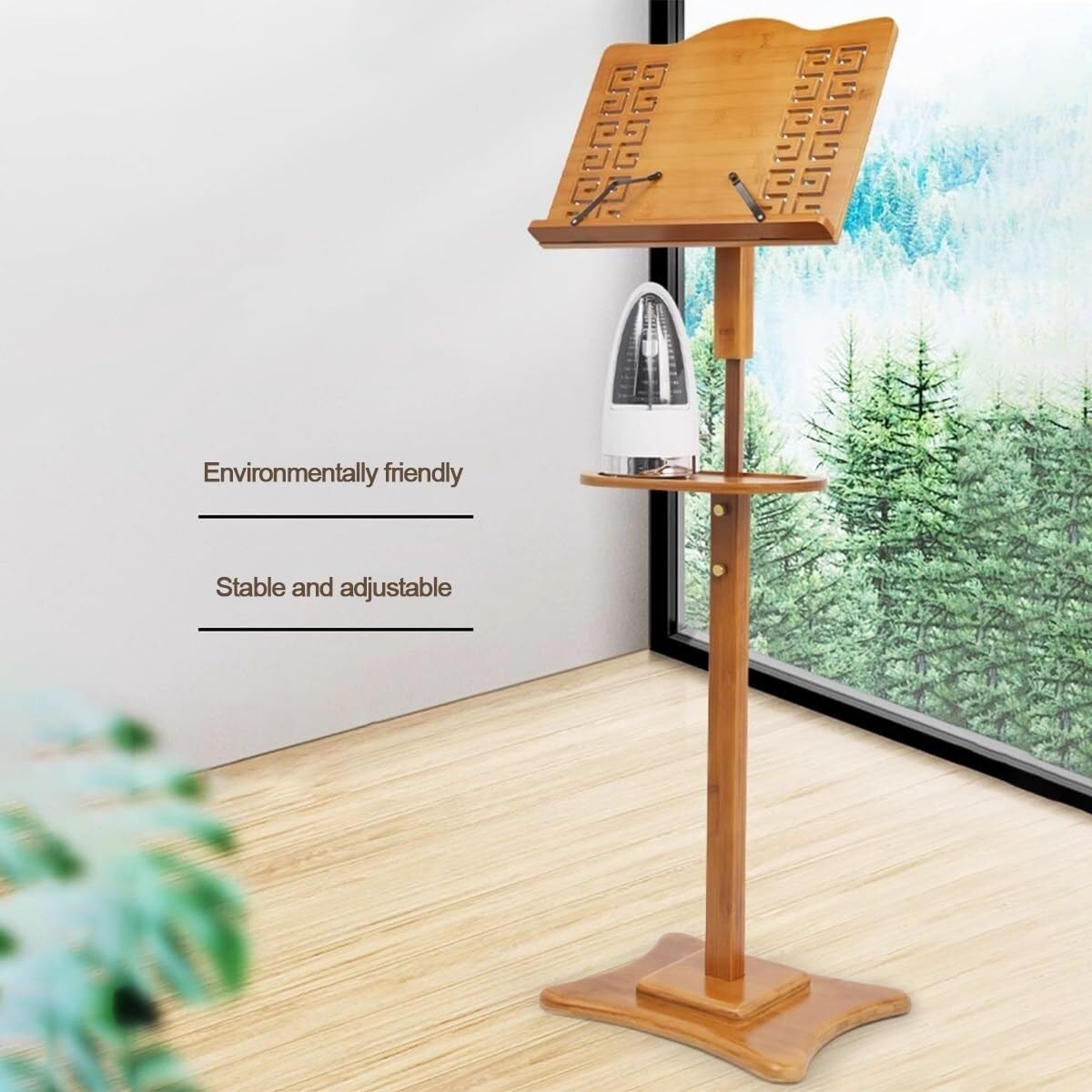 Support de lutrin réglable en bambou – Pupitre portable pour églises, écoles, bureaux et événements (marron, 130 cm)