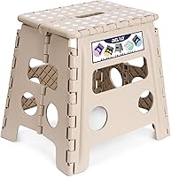 Vista 9 de Delxo Taburete plegable de 9 pulgadas en negro, taburetes plegables para niños, taburete plegable portátil con asa, taburete plegable para cocina