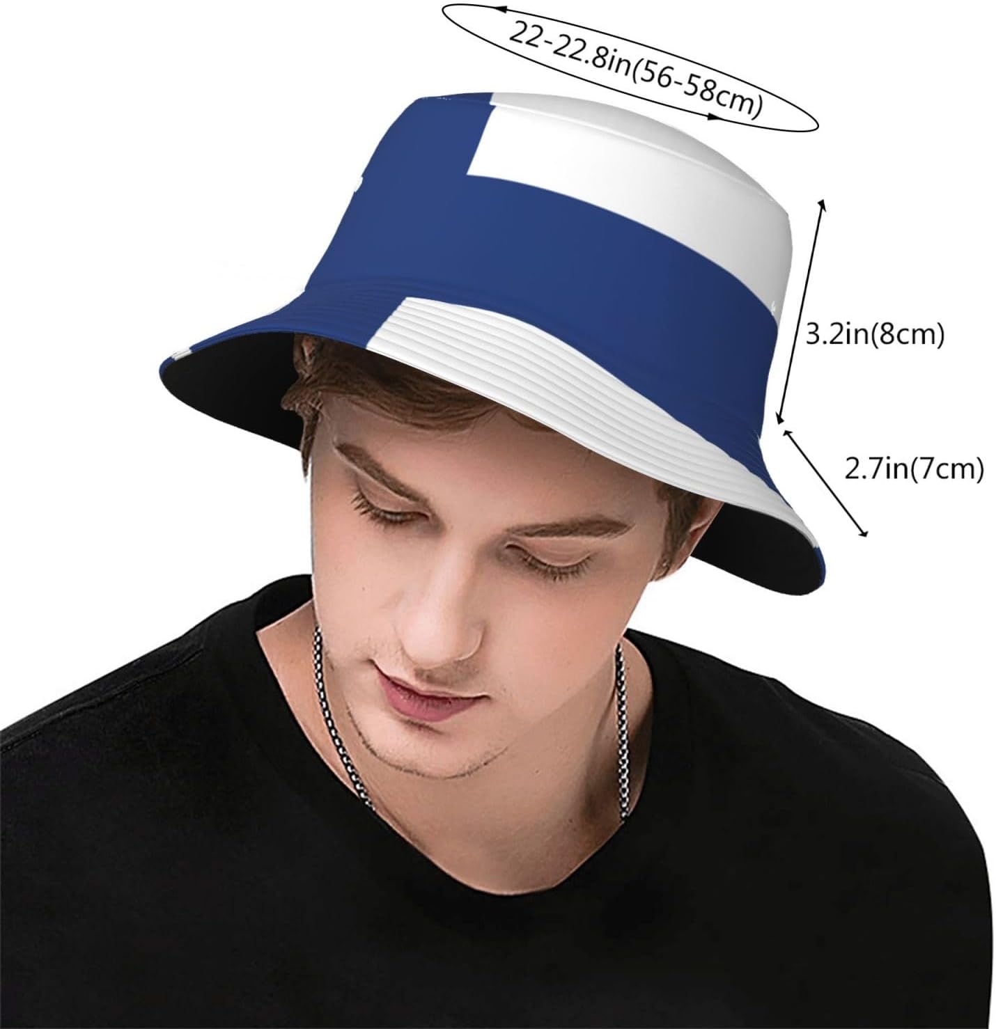 Finnish Flag Print Sun Hat Outdoor Fisherman Cap Summer Bucket Hat Beach for Men Women Black