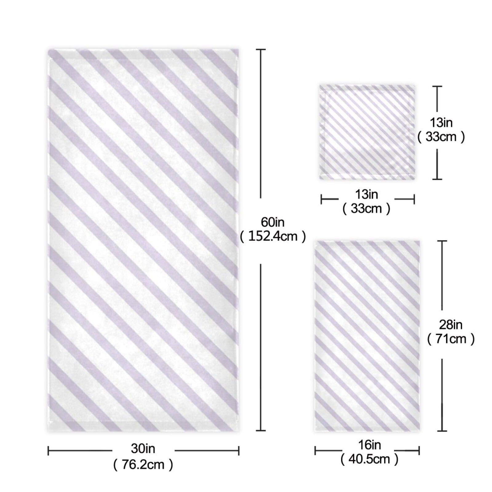 Set di 3 asciugamani morbidi a righe viola, 1 asciugamano da bagno, 1 asciugamano per le mani e 1 panno per la casa, cucina e famiglia