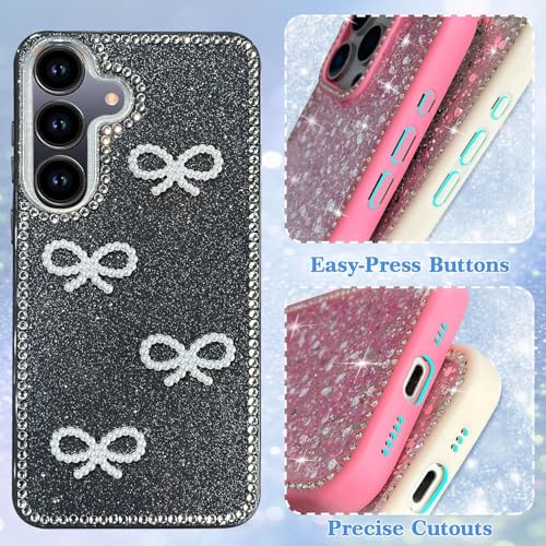 Image of DIZORO for Samsung Galaxy M17 5G / A17 5G / F17 5G Cover,Cute Bow Tie Aesthetic Phone Case,Trendy Slim Hard IMD Shockproof Protective Bumper Designer Phone Back Cover for Women Girls Black