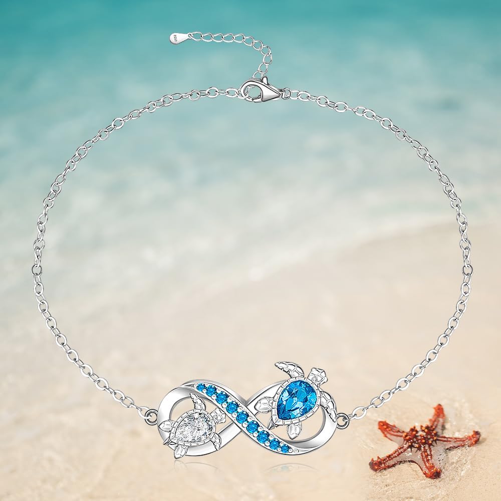 Fenthring Sea Turtle Anklet Infinity Turtle Ankle Bracelets for Women Anklets Sterling Silver 925 Beach Ocean Theme Jewelry Mothers Day Gifts - Image 7