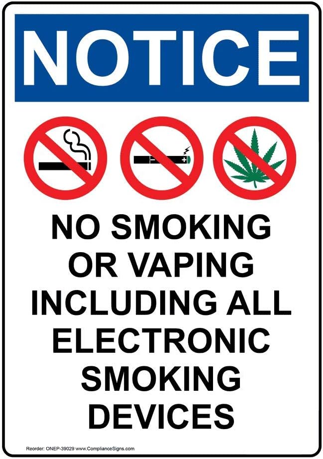 liao ning guang an jian she you xian gong si Outdoor Bright Warning Signs No Smoking Or Vaping Sign Tin Sign 8x12 Inches