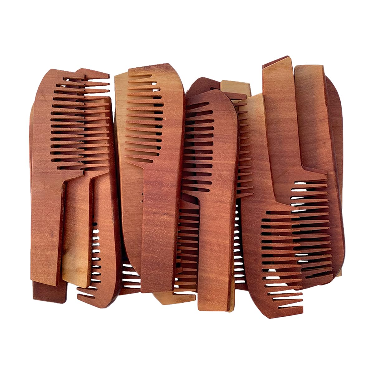 Kit 12 pente de madeira maciça 22cm cabelo barba antifrizz
