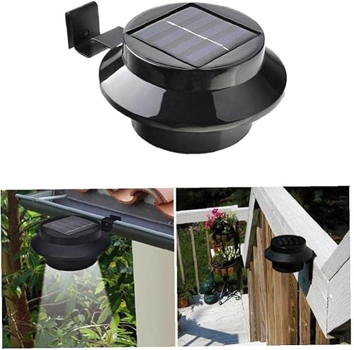 Miniatura 2 de Luces solares de canalón, 3 luces LED para valla al aire libre, lámparas de pared impermeables para jardín, patio, entrada, terraza, escaleras