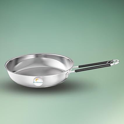 FLIXBLOOM Glossy Stainless Steel Frying Pan (Induction & LPG Base) (2 Litre)