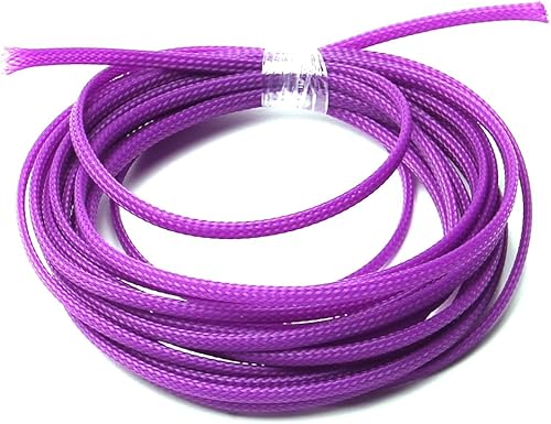 Miniatura 4 de Bettomshin 1 funda de organización de cables, 0.2 x 0.16 pulgadas (largo x ancho) 16.4 pies, protector de cable morado PET de 16.4 pies, tubo de