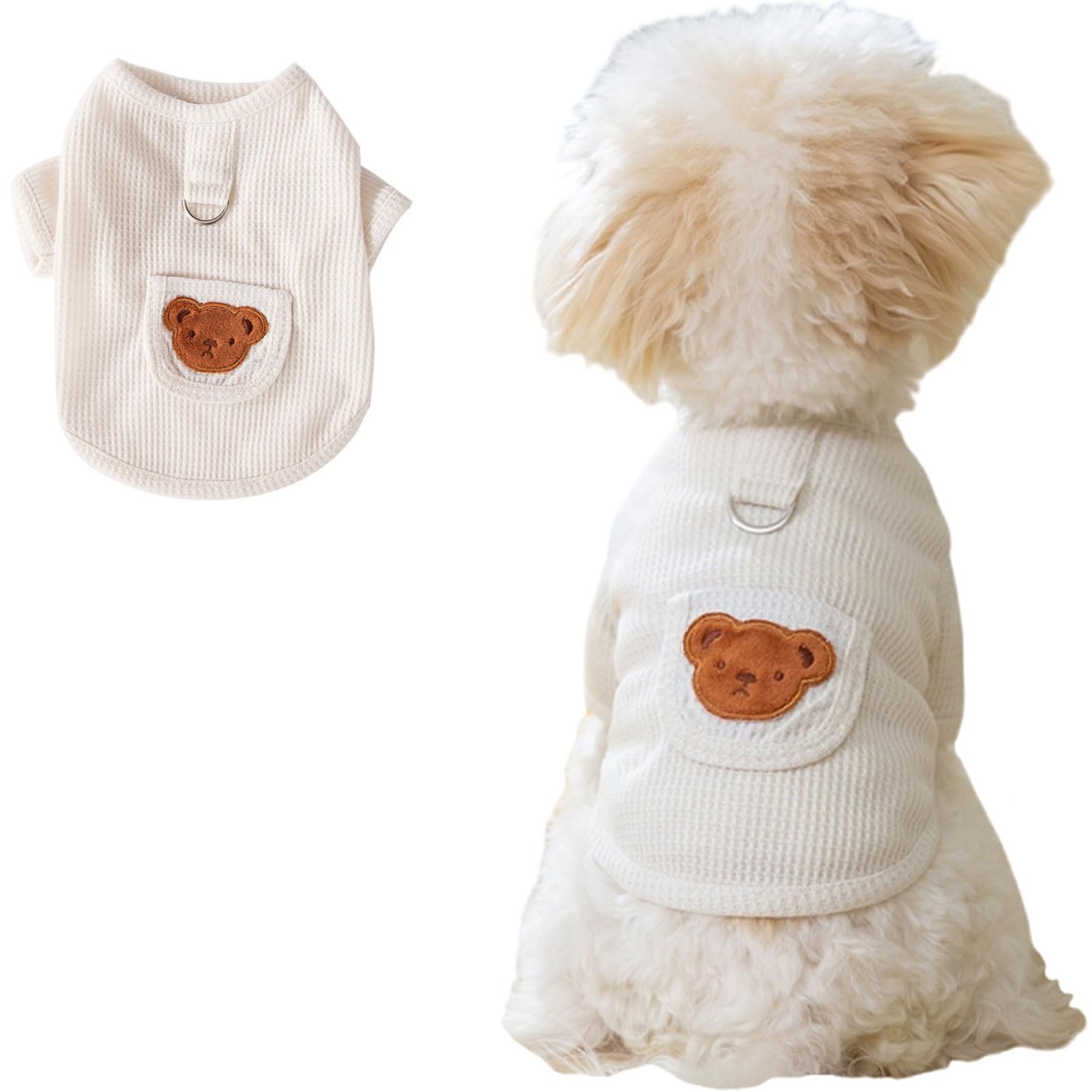 Summer Dog Clothes Dog Shirt Vest Lightweight Bear Pattern Stretchy Dog T-Shirts Soft Cool Shirts Vests Breathable Pet Clothes for Puppy Cats Small