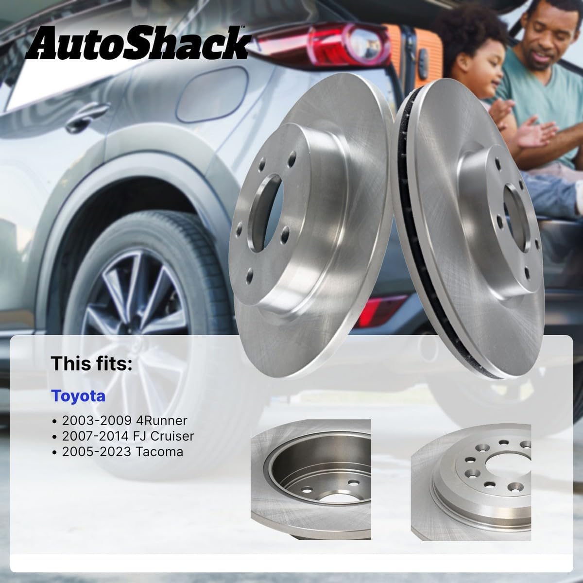 AutoShack Front Vented Brake Rotors 2-PC Set Replacement for 2005-2023 Toyota Tacoma 2007-2014 Toyota FJ Cruiser 12.55" (318.7 mm)