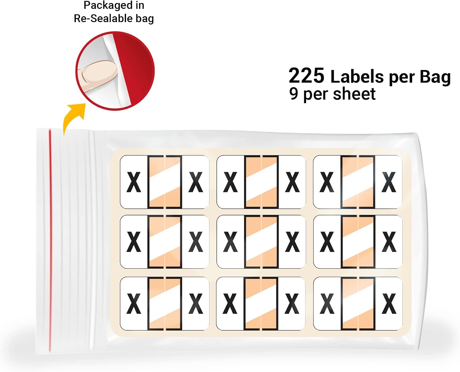 Doctor Stuff - File Folder Labels, Alphabet Letter X, Control-O-Fax - CFPK Series Compatible Alpha Stickers, Tan/White, 15/16" x 1-5/8", 225 Labels per Package