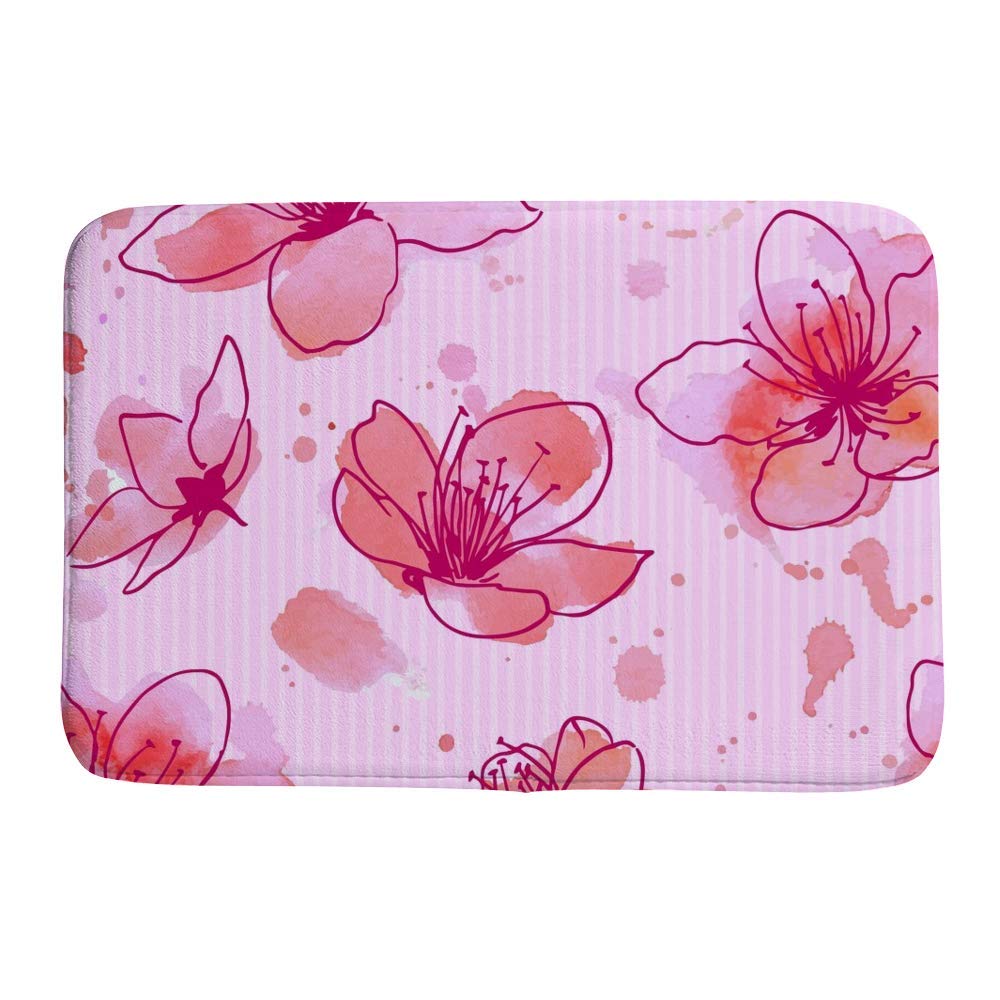 Tapis de bain absorbant lavable en machine avec mousse mémoire de forme rose 31x50 cm
