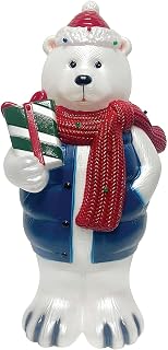 Fraser Hill Farm 30” Polar Bear Blow Mold with Lights, Lighted Indoor & Outdoor Christmas Decoration, Vintage Seasonal Holiday Décor with LED Lights, Novelty Winter Wonderland Display