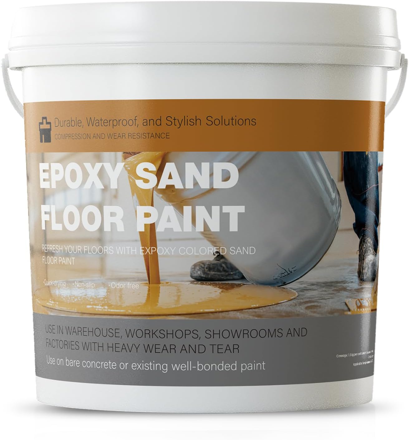 Epoxy Colored Sand Floor Paint, Gray Garage Floor Epoxy Kit, Epoxy Floor Paint High Gloss Marble Effect Coating for Indoor and Outdoor, Wear-resistant and non-slip Self-leveling Coating - 52OZ (1.5KG)