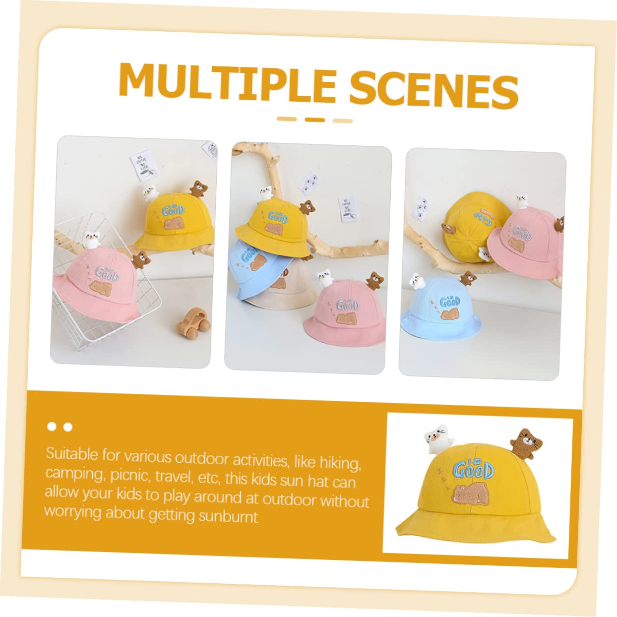 minkissy Cappello Sole Cartoon con Ampia Visiera Cappellino per Ragazzi e Ragazze per attività all Aperto