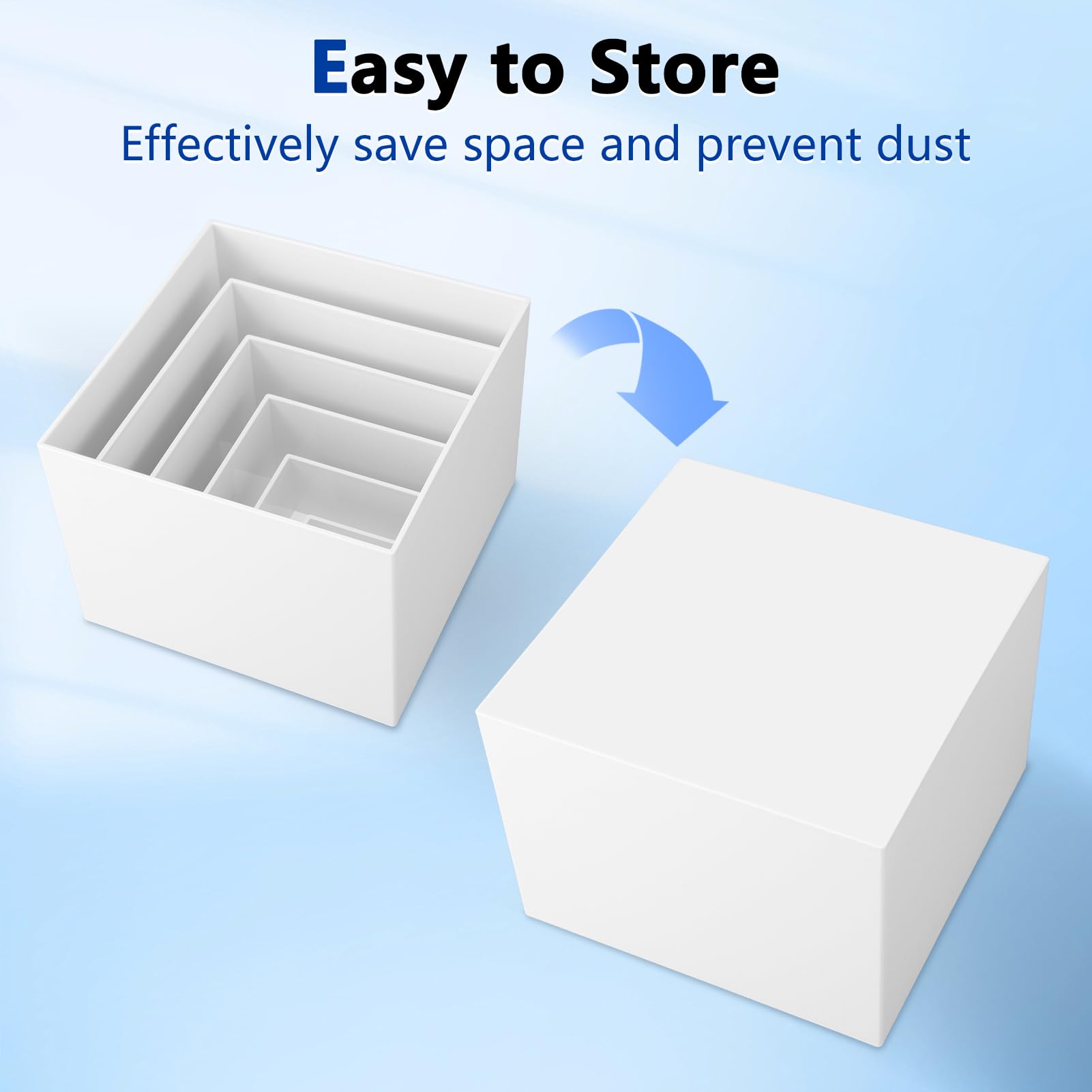 Wakects Lot de 6 Support à Buffet, Presentoir a Gateau Cube Présentoir Acrylique Emboîtable avec Fonds Creux pour Desserts, Buffets, Cosmétiques, Pièces de Collection Display (Blanc)
