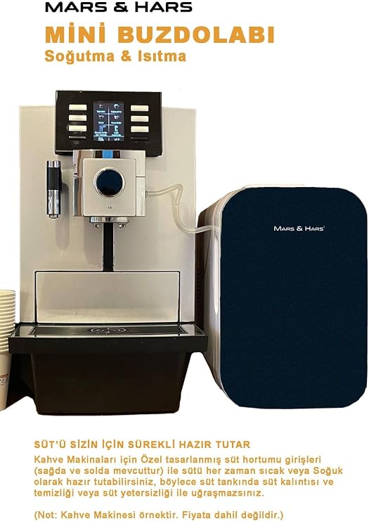 Mars & Hars 10 Lt. Mini Refrigerator 12V and 220V with Cooling and Heating Features (With Milk Hose Inlet for Coffee Mak.) [Energy Class E]