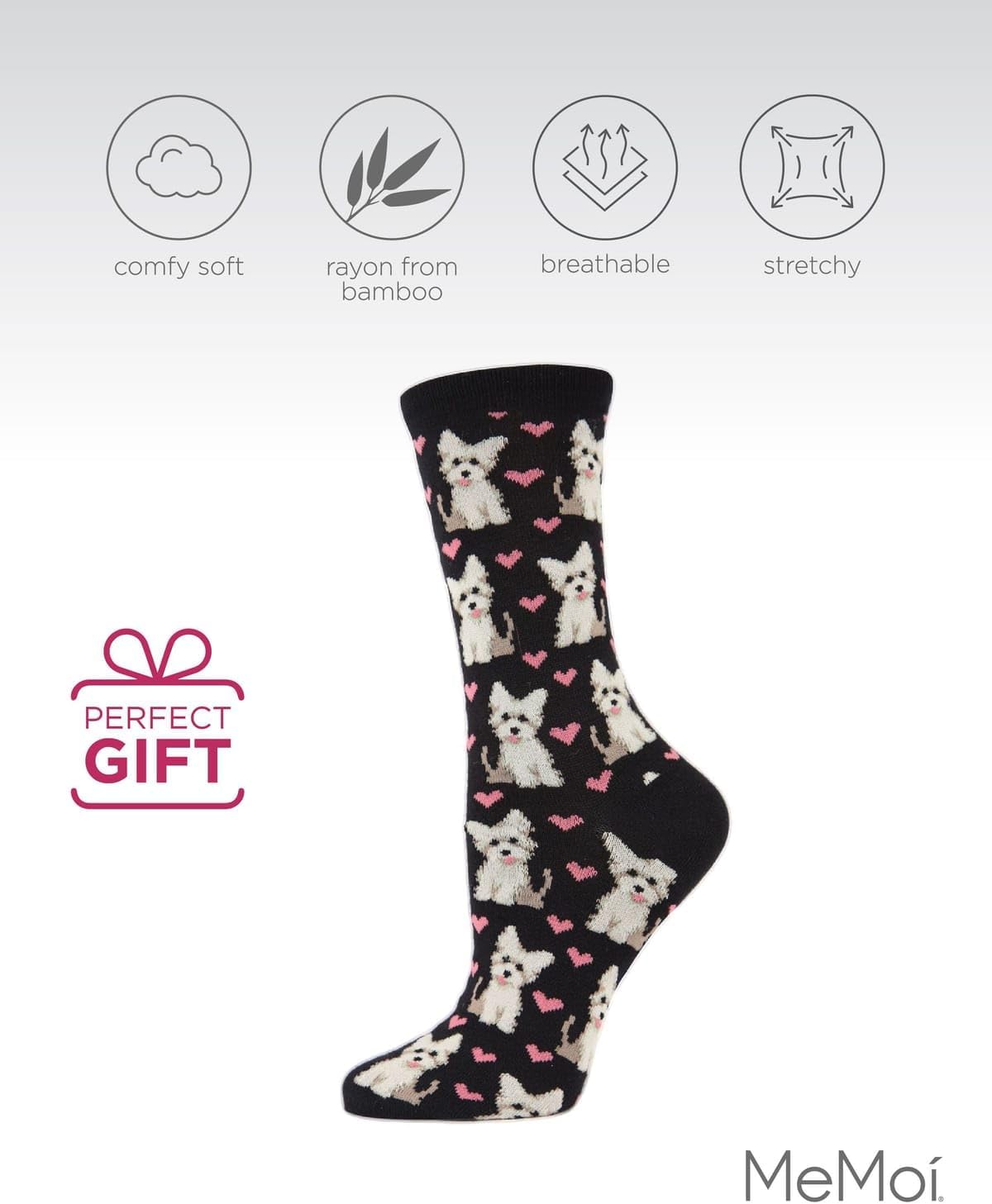 MeMoi Puppy Love Rayan Blend Crew Socks - Image 5